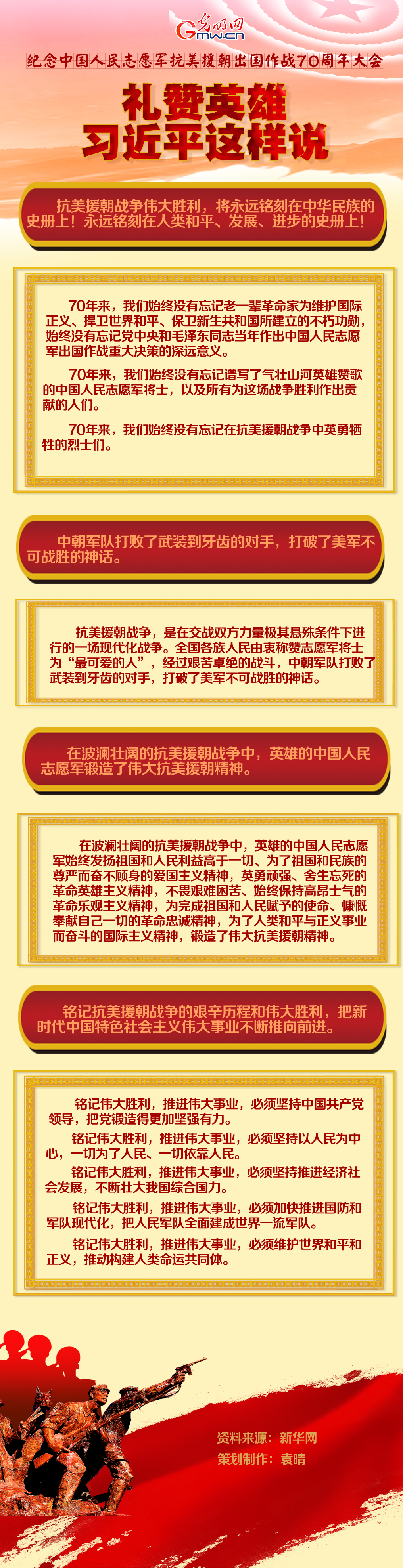 【纪念中国人民志愿军抗美援朝出国作战70周年】礼赞英雄 习近平这样说