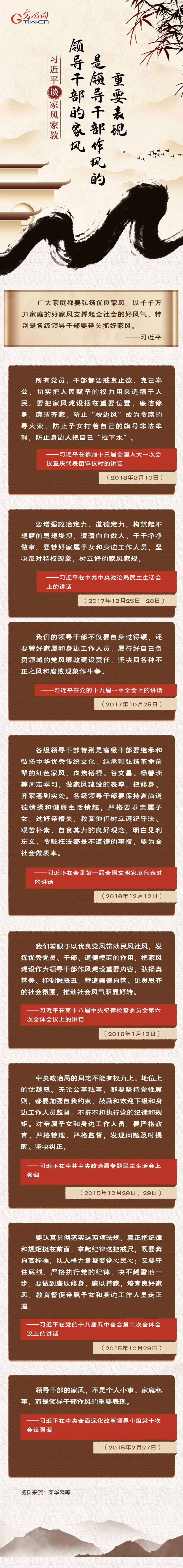 【习近平谈家风家教系列图解】领导干部的家风，是领导干部作风的重要表现