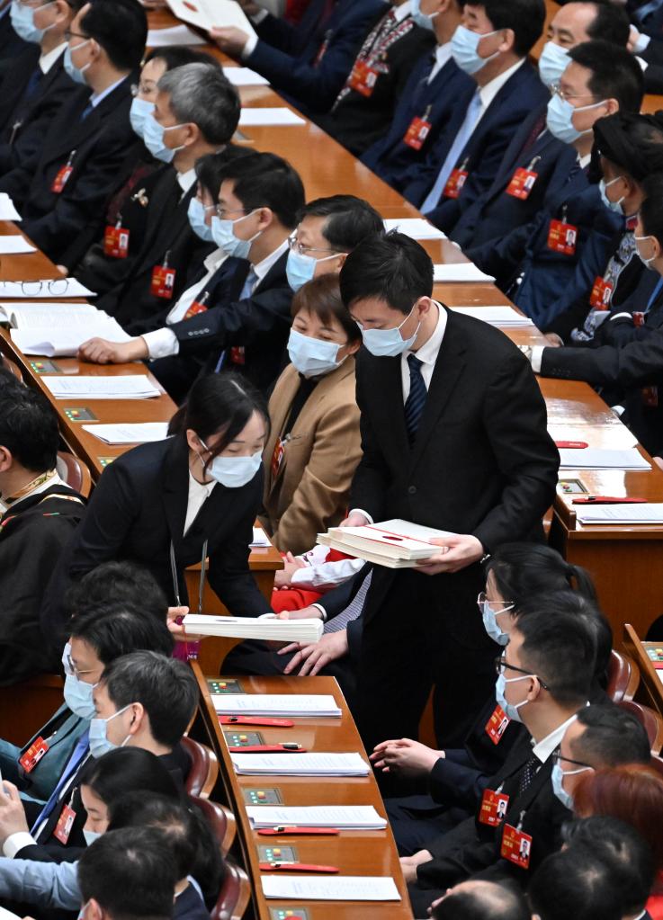 十四届全国人大一次会议举行第三次全体会议