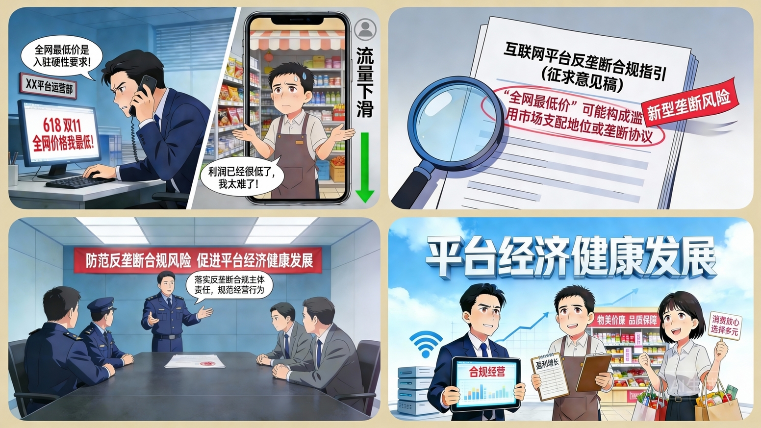 AI漫画丨平台要求商家全网最低价可能构成垄断