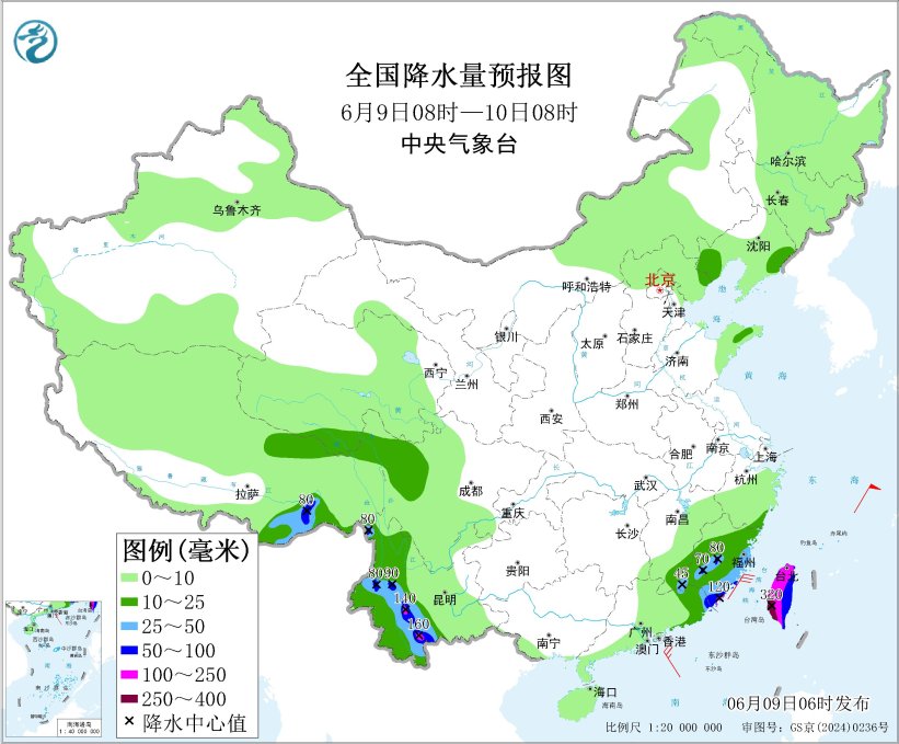 福建台湾云南等地有强降雨 东北华北黄淮东部多阵雨