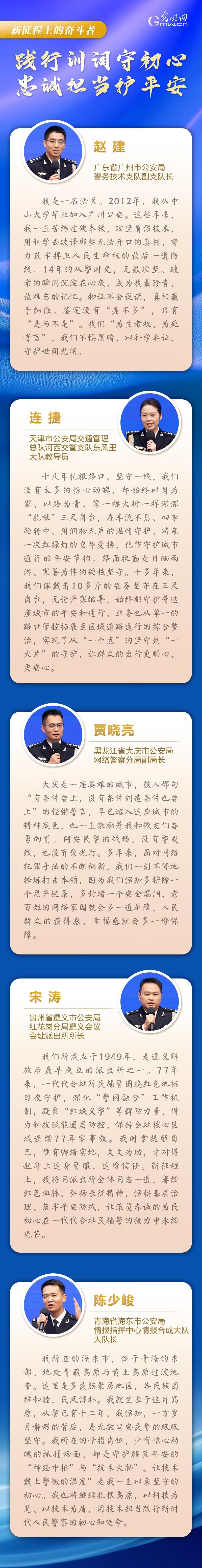 新征程上的奋斗者丨忠诚担当护平安 5位公安系统代表共话初心使命　　