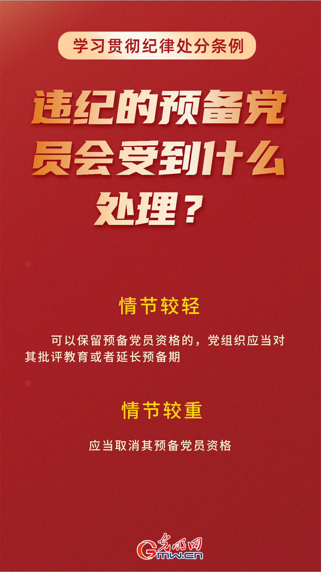 学习贯彻纪律处分条例丨违纪的预备党员会受到什么处理？