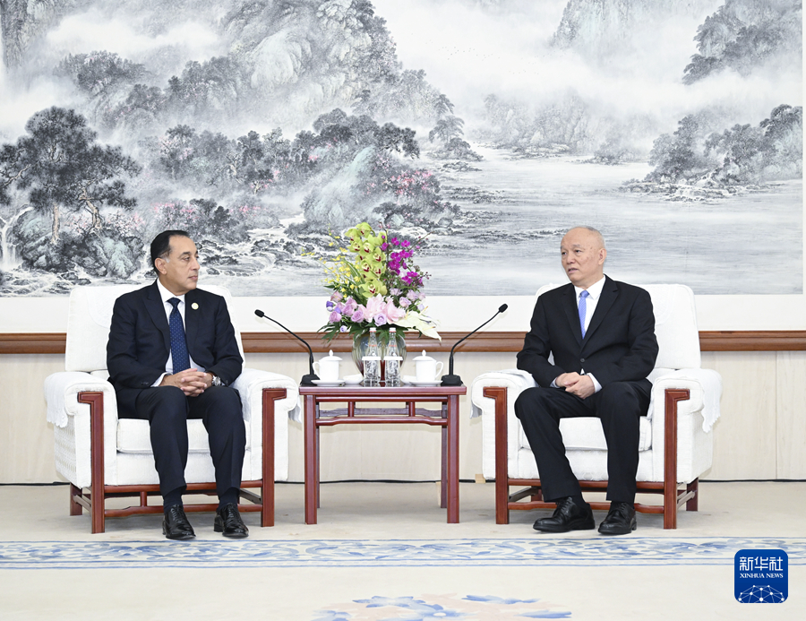 上合组织天津峰会丨蔡奇会见埃及总理马德布利