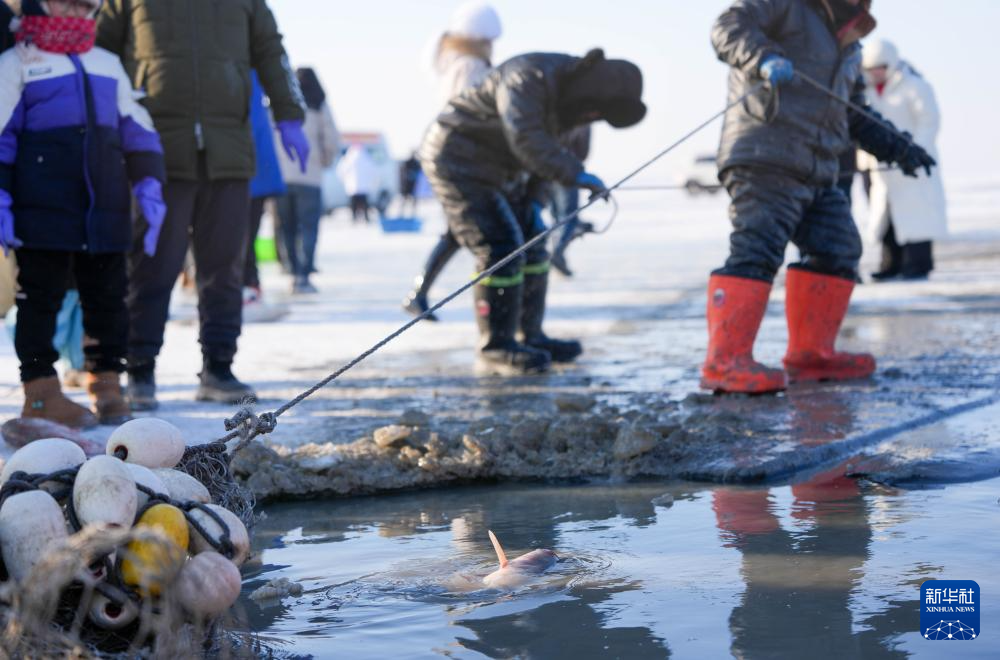 冰湖腾鱼 在查干湖感受冬捕魅力