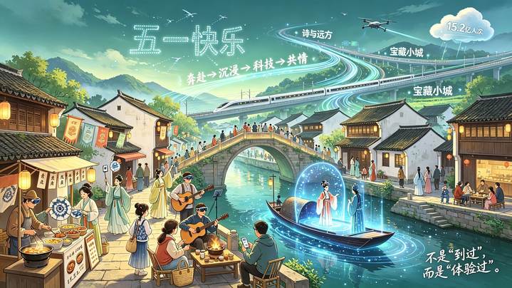 【好评中国】AI漫评:“五一”迎15.2亿人次大流动,消费市场热浪阵阵
